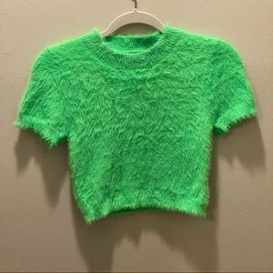 Fuzzy green skirt set